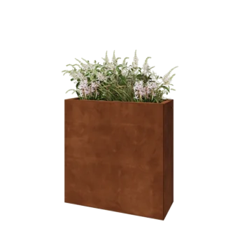 Jardinera de acero corten - Rectángulo - 80 x 30 x 80 cm - Con placa inferior