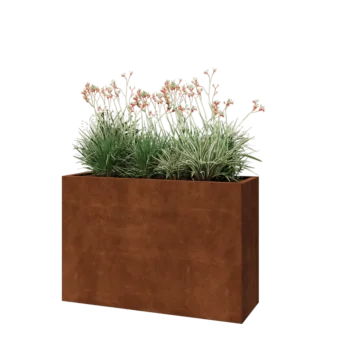 Jardinera de acero corten - Rectángulo - 120 x 40 x 80 cm - Con placa inferior