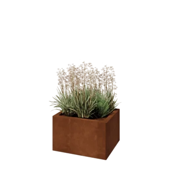 Jardinera de acero corten - Rectángulo - 50 x 40 x 30 cm - Con placa inferior