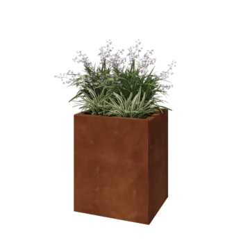Jardinera de acero corten - Rectángulo - 50 x 40 x 60 cm - Con placa inferior