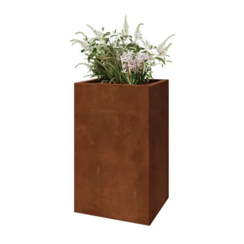 Jardinera de acero corten - Rectángulo - 50 x 40 x 80 cm - Con placa inferior