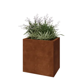 Jardinera de acero corten - Rectángulo - 60 x 40 x 60 cm - Con placa inferior