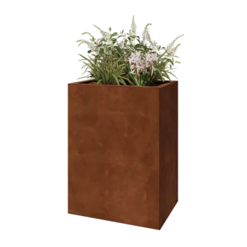 Jardinera de acero corten - Rectángulo - 60 x 40 x 80 cm - Con placa inferior