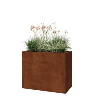 Jardinera de acero corten - Rectángulo - 100 x 50 x 80 cm - Con placa inferior