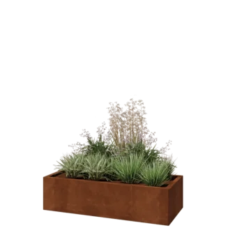 Jardinera de acero corten - Rectángulo - 120 x 50 x 30 cm - Con placa inferior