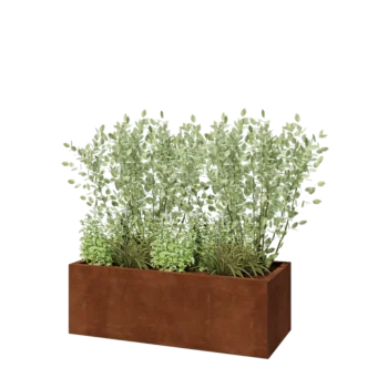 Jardinera de acero corten - Rectángulo - 120 x 50 x 40 cm - Con placa inferior
