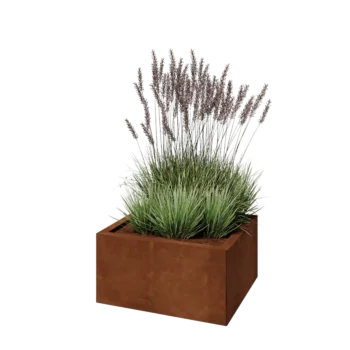Jardinera de acero corten - Rectángulo - 60 x 50 x 30 cm - Con placa inferior