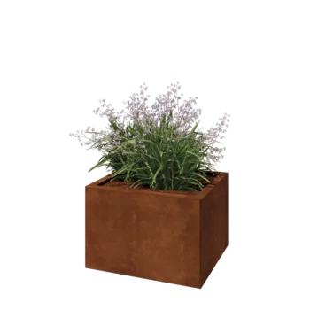 Jardinera de acero corten - Rectángulo - 60 x 50 x 40 cm - Con placa inferior