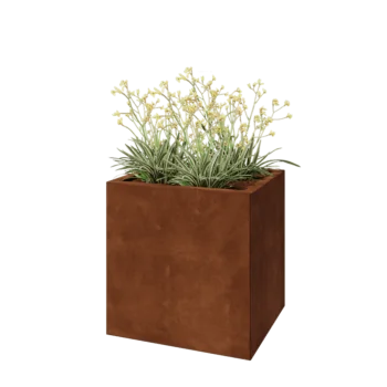 Jardinera de acero corten - Rectángulo - 60 x 50 x 60 cm - Con placa inferior
