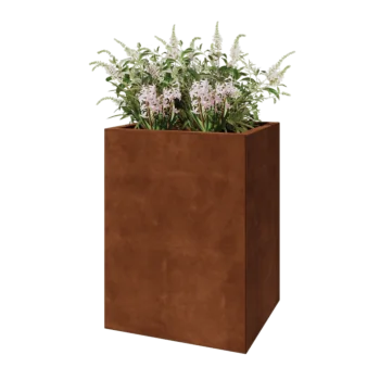 Jardinera de acero corten - Rectángulo - 60 x 50 x 80 cm - Con placa inferior