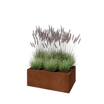 Jardinera de acero corten - Rectángulo - 80 x 50 x 30 cm - Sin placa inferior