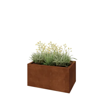Jardinera de acero corten - Rectángulo - 80 x 50 x 40 cm - Con placa inferior