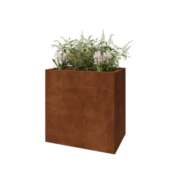 Jardinera de acero corten - Rectángulo - 80 x 50 x 80 cm - Con placa inferior