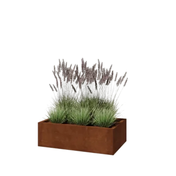 Jardinera de acero corten - Rectángulo - 100 x 60 x 30 cm - Con placa inferior