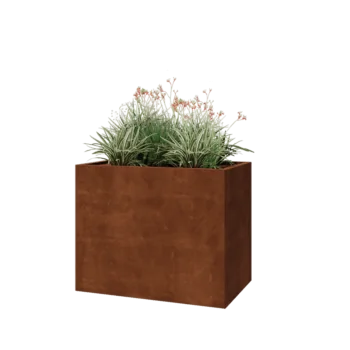 Jardinera de acero corten - Rectángulo - 100 x 60 x 80 cm - Con placa inferior