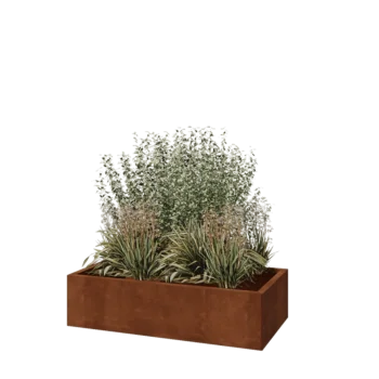 Jardinera de acero corten - Rectángulo - 120 x 60 x 30 cm - Con placa inferior
