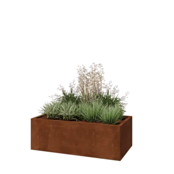 Jardinera de acero corten - Rectángulo - 120 x 60 x 40 cm - Con placa inferior
