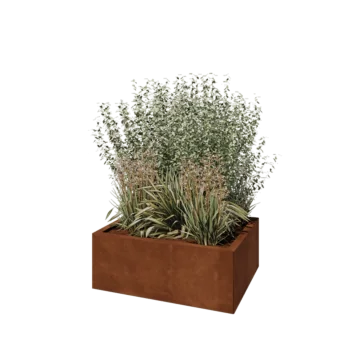 Jardinera de acero corten - Rectángulo - 80 x 60 x 30 cm - Con placa inferior