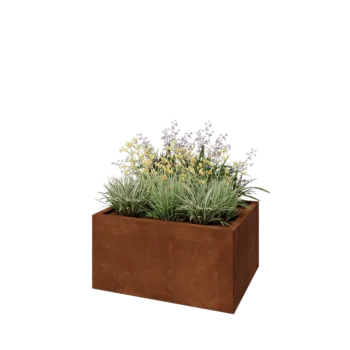 Jardinera de acero corten - Rectángulo - 80 x 60 x 40 cm - Con placa inferior