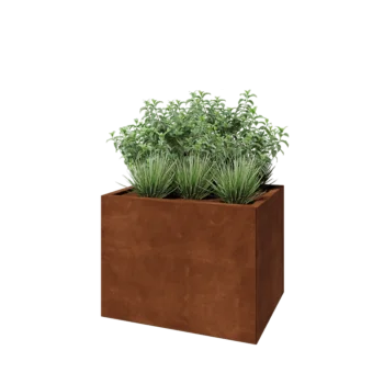Jardinera de acero corten - Rectángulo - 80 x 60 x 60 cm - Con placa inferior