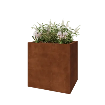 Jardinera de acero corten - Rectángulo - 80 x 60 x 80 cm - Con placa inferior