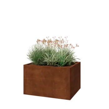Jardinera de acero corten - Rectángulo - 100 x 80 x 60 cm - Con placa inferior