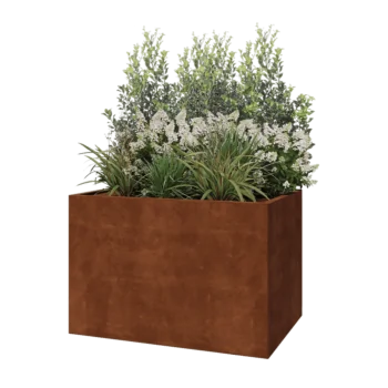 Jardinera de acero corten - Rectángulo - 120 x 80 x 80 cm - Con placa inferior