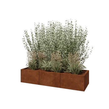 Jardinera XXL de acero corten - Rectángulo - 150 x 50 x 30 cm - Sin placa inferior