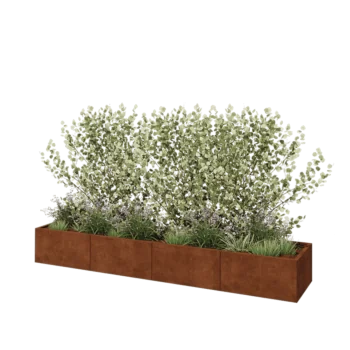 Jardinera XXL de acero corten - Rectángulo - 320 x 60 x 40 cm - Con placa inferior