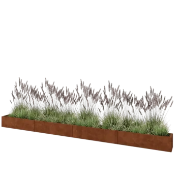 Jardinera XXL de acero corten - Rectángulo - 480 x 30 x 30 cm - Sin placa inferior