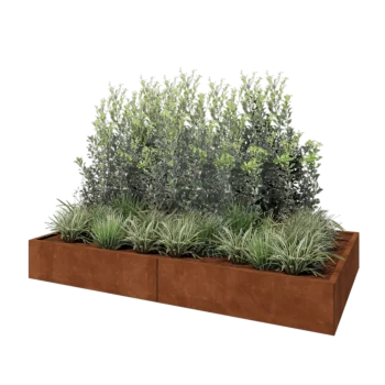 Jardinera XXL de acero corten - Rectángulo - 240 x 120 x 30 cm - Sin placa inferior