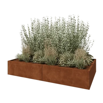 Jardinera XXL de acero corten - Rectángulo - 240 x 120 x 40 cm - Sin placa inferior
