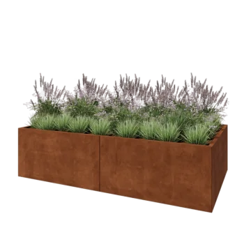 Jardinera XXL de acero corten - Rectángulo - 240 x 120 x 60 cm - Con placa inferior