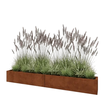 Jardinera XXL de acero corten - Rectángulo - 240 x 30 x 30 cm - Con placa inferior