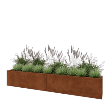 Jardinera XXL de acero corten - Rectángulo - 240 x 30 x 40 cm - Sin placa inferior
