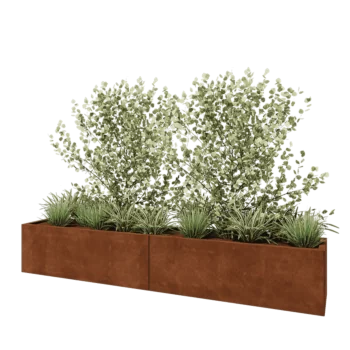 Jardinera XXL de acero corten - Rectángulo - 240 x 40 x 40 cm - Sin placa inferior