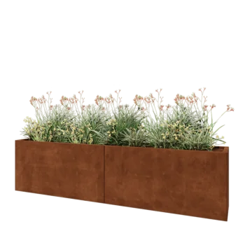 Jardinera XXL de acero corten - Rectángulo - 240 x 40 x 60 cm - Sin placa inferior