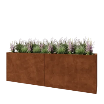 Jardinera XXL de acero corten - Rectángulo - 240 x 50 x 80 cm - Sin placa inferior