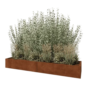 Jardinera XXL de acero corten - Rectángulo - 240 x 60 x 30 cm - Sin placa inferior