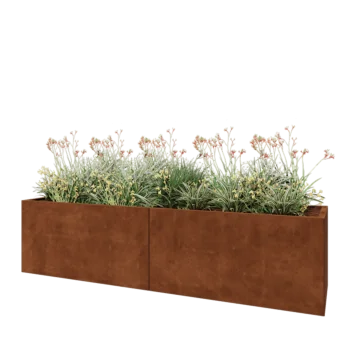 Jardinera XXL de acero corten - Rectángulo - 240 x 60 x 60 cm - Con placa inferior