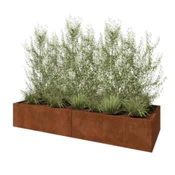 Jardinera XXL de acero corten - Rectángulo - 240 x 80 x 40 cm - Con placa inferior
