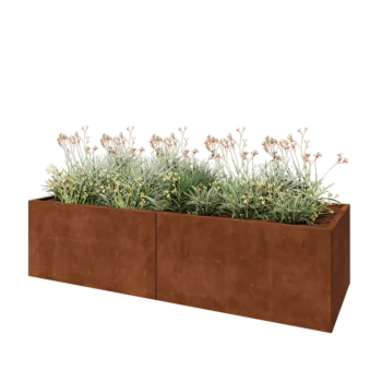 Jardinera XXL de acero corten - Rectángulo - 240 x 80 x 60 cm - Sin placa inferior