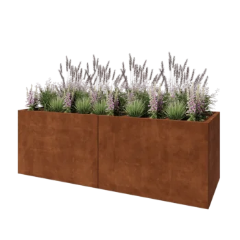 Jardinera XXL de acero corten - Rectángulo - 240 x 80 x 80 cm - Con placa inferior
