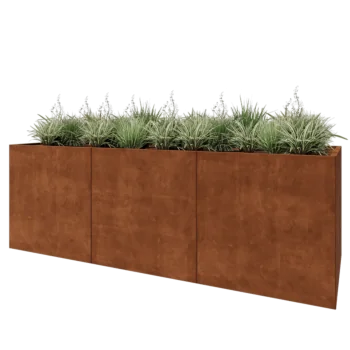 Jardinera XXL de acero corten - Rectángulo - 300 x 100 x 100 cm - Con placa inferior