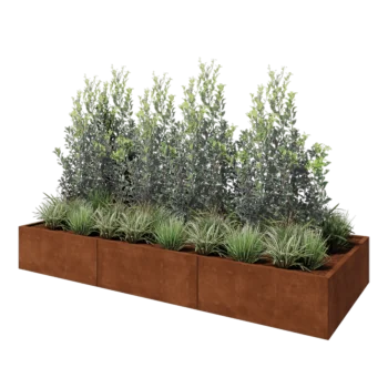 Jardinera XXL de acero corten - Rectángulo - 300 x 120 x 40 cm - Con placa inferior