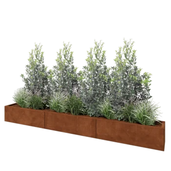 Jardinera XXL de acero corten - Rectángulo - 300 x 30 x 30 cm - Sin placa inferior