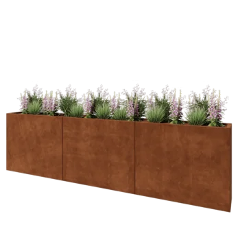 Jardinera XXL de acero corten - Rectángulo - 300 x 30 x 80 cm - Sin placa inferior