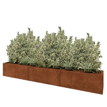 Jardinera XXL de acero corten - Rectángulo - 300 x 40 x 40 cm - Sin placa inferior