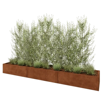 Jardinera XXL de acero corten - Rectángulo - 300 x 50 x 30 cm - Con placa inferior