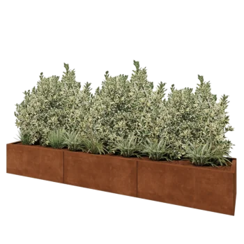 Jardinera XXL de acero corten - Rectángulo - 300 x 50 x 40 cm - Sin placa inferior